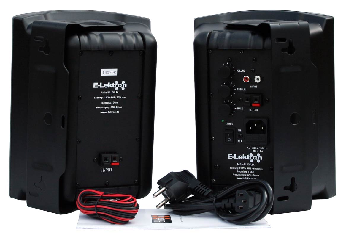 EL100205 E-Lektron EWL5A Aktivlautsprecher Satz mit Wandhalter Schwarz