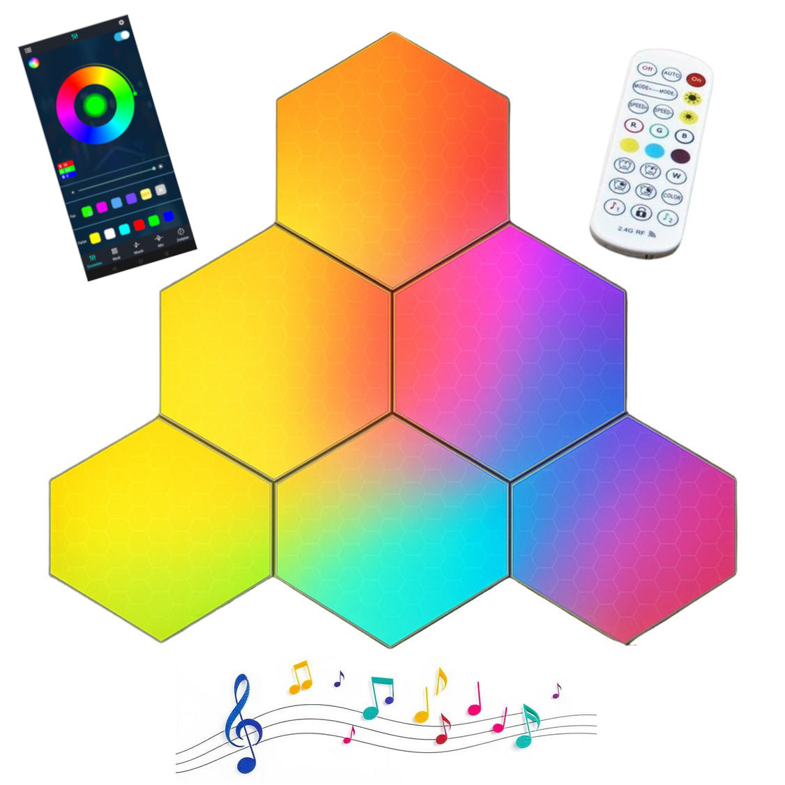 EL165100 E-Lektron Hexagon LED-Wandlichteffekt KBB36 6St