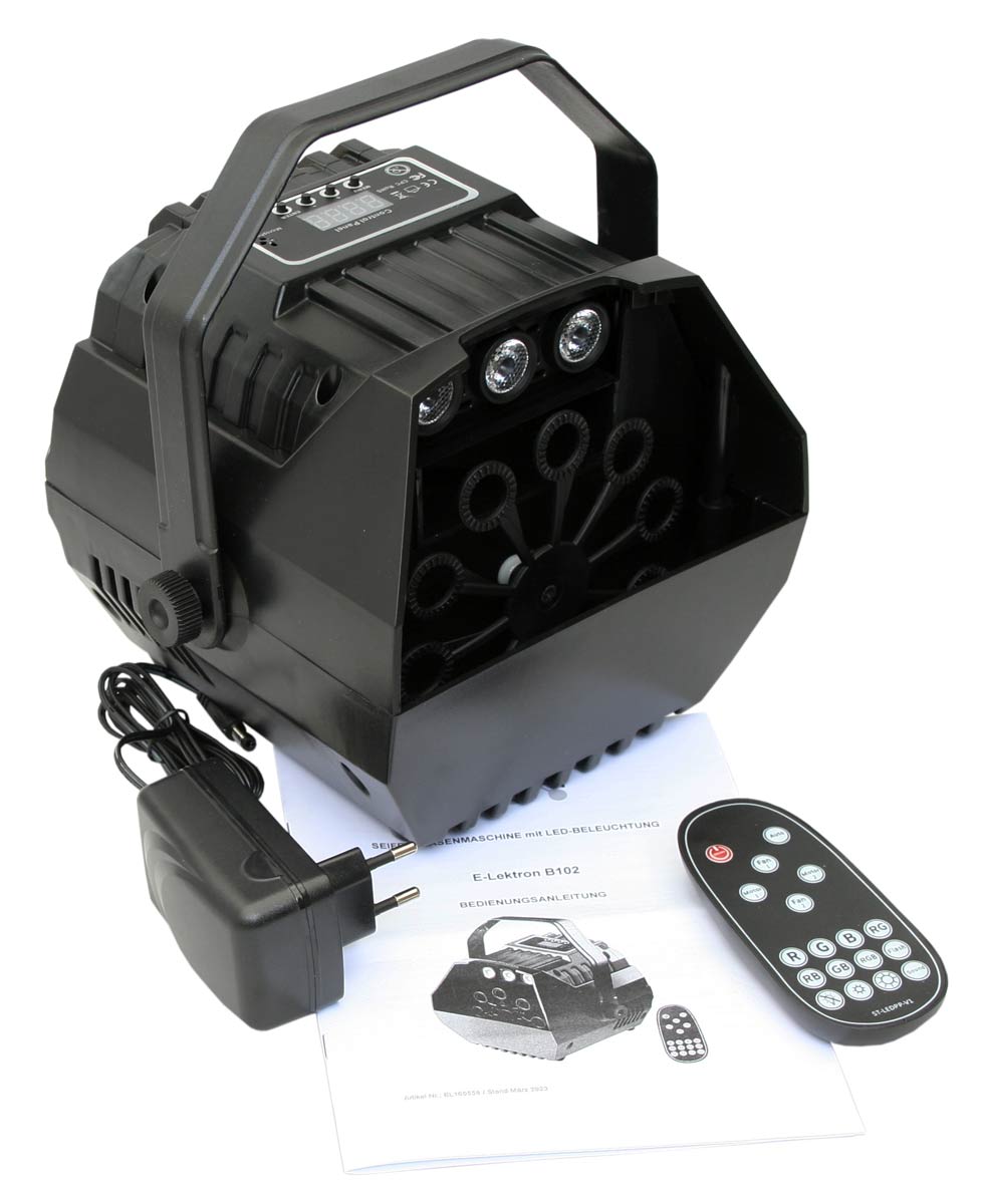 EL189072 E-Lektron B102 Seifenblasenmaschine RGB LED inkl. 1L Fluid